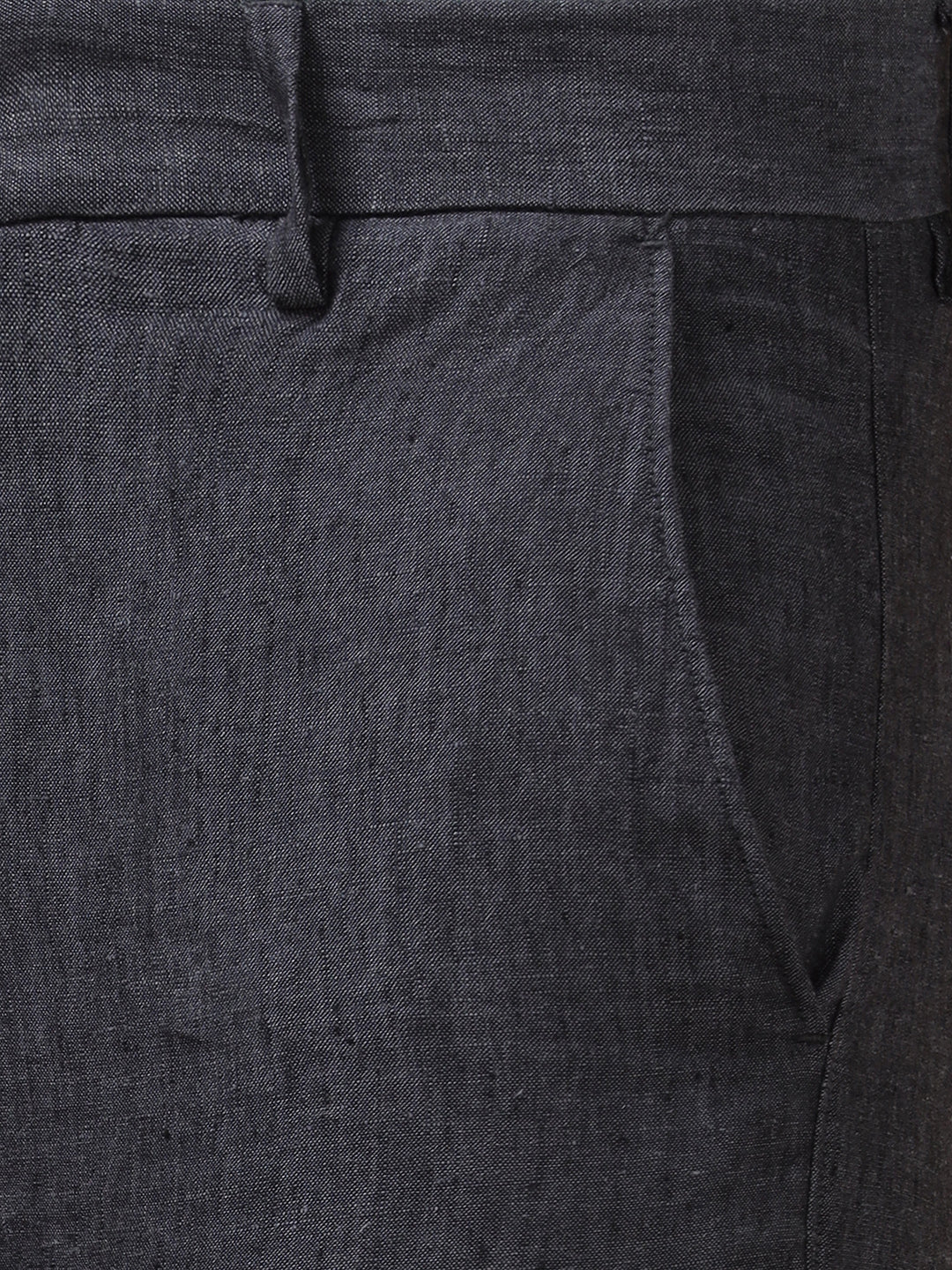 Premium Pure Linen Dark Grey Trim Fit Pants PL12 - Image 4