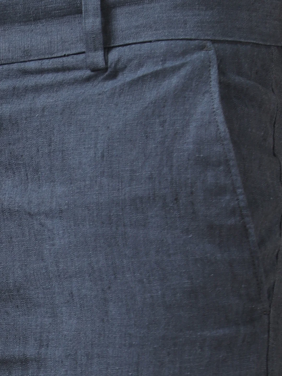 Premium Pure Linen Greyish Blue Trim Fit Pants PL08 - Image 4