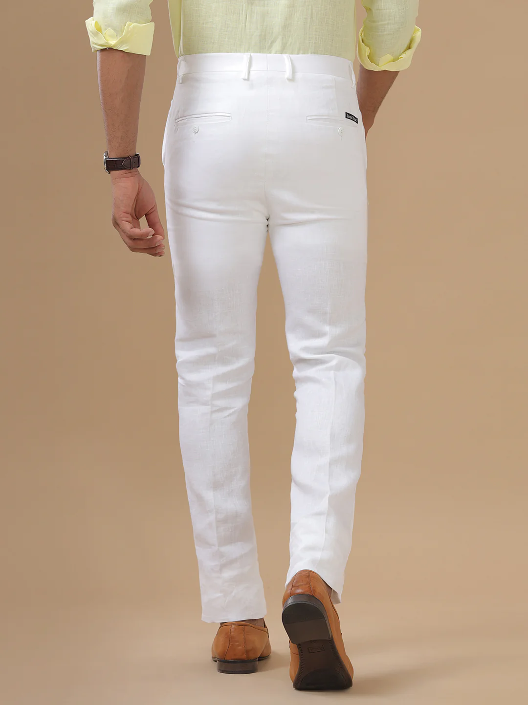 Premium Pure Linen White Trim Fit Pants WH01 - Image 5
