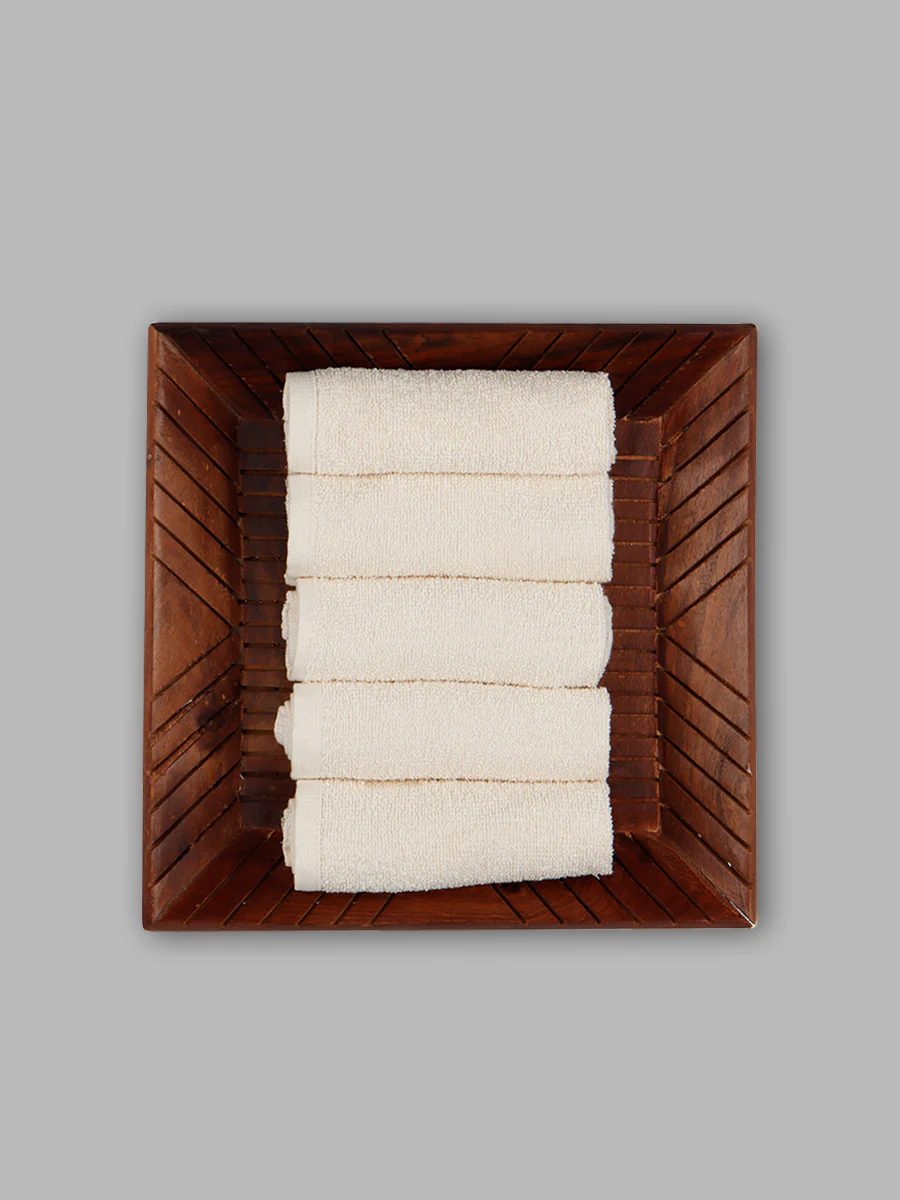Premium Soft & Absorbent Cream Terry Face Towel FC6 ( Pack of 5 ) - Image 4