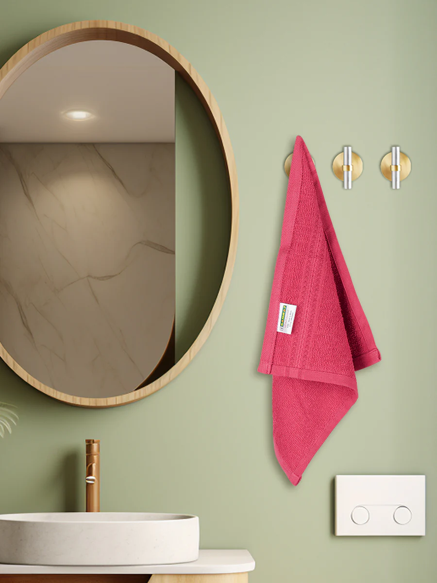 Premium Soft & Absorbent Dark Pink Terry Face Towel FC10 ( Pack of 5 ) - Image 2