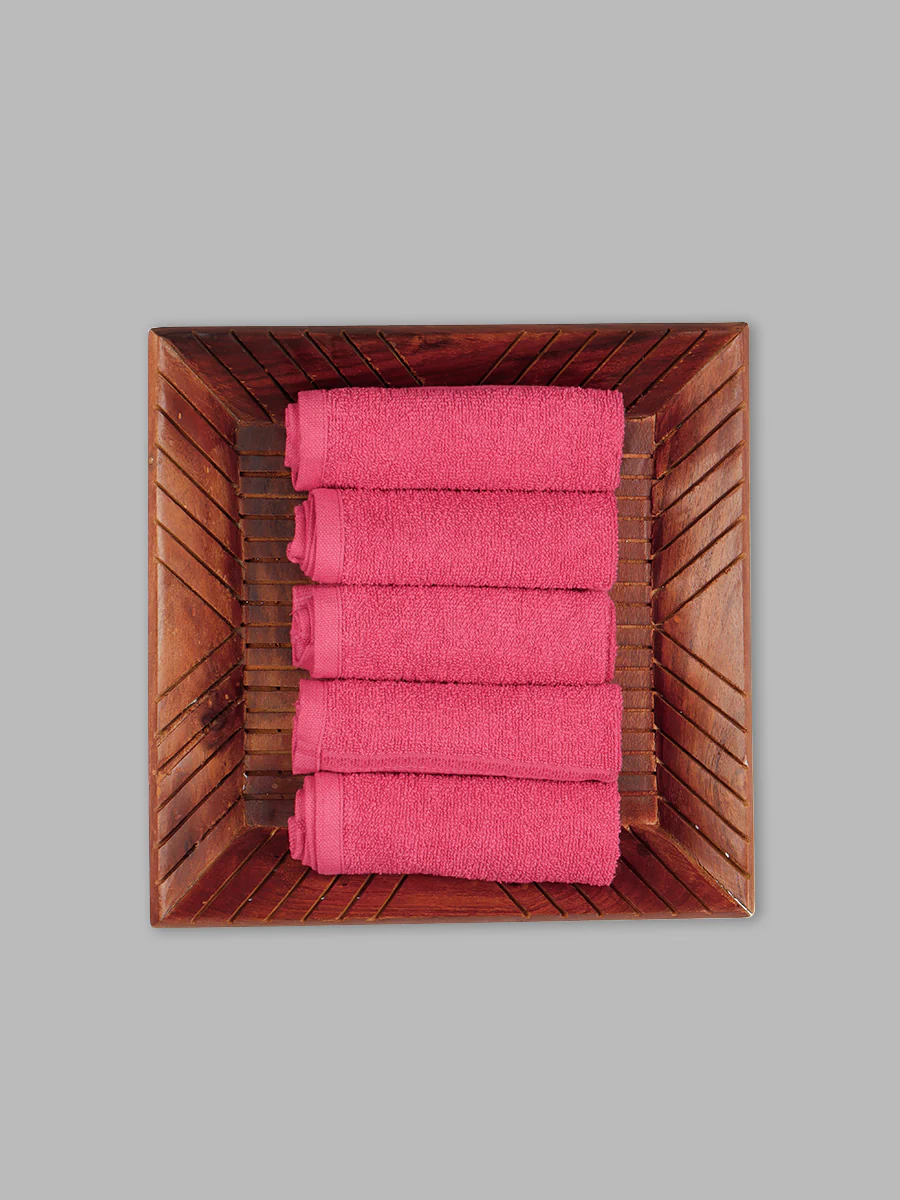 Premium Soft & Absorbent Dark Pink Terry Face Towel FC10 ( Pack of 5 ) - Image 4