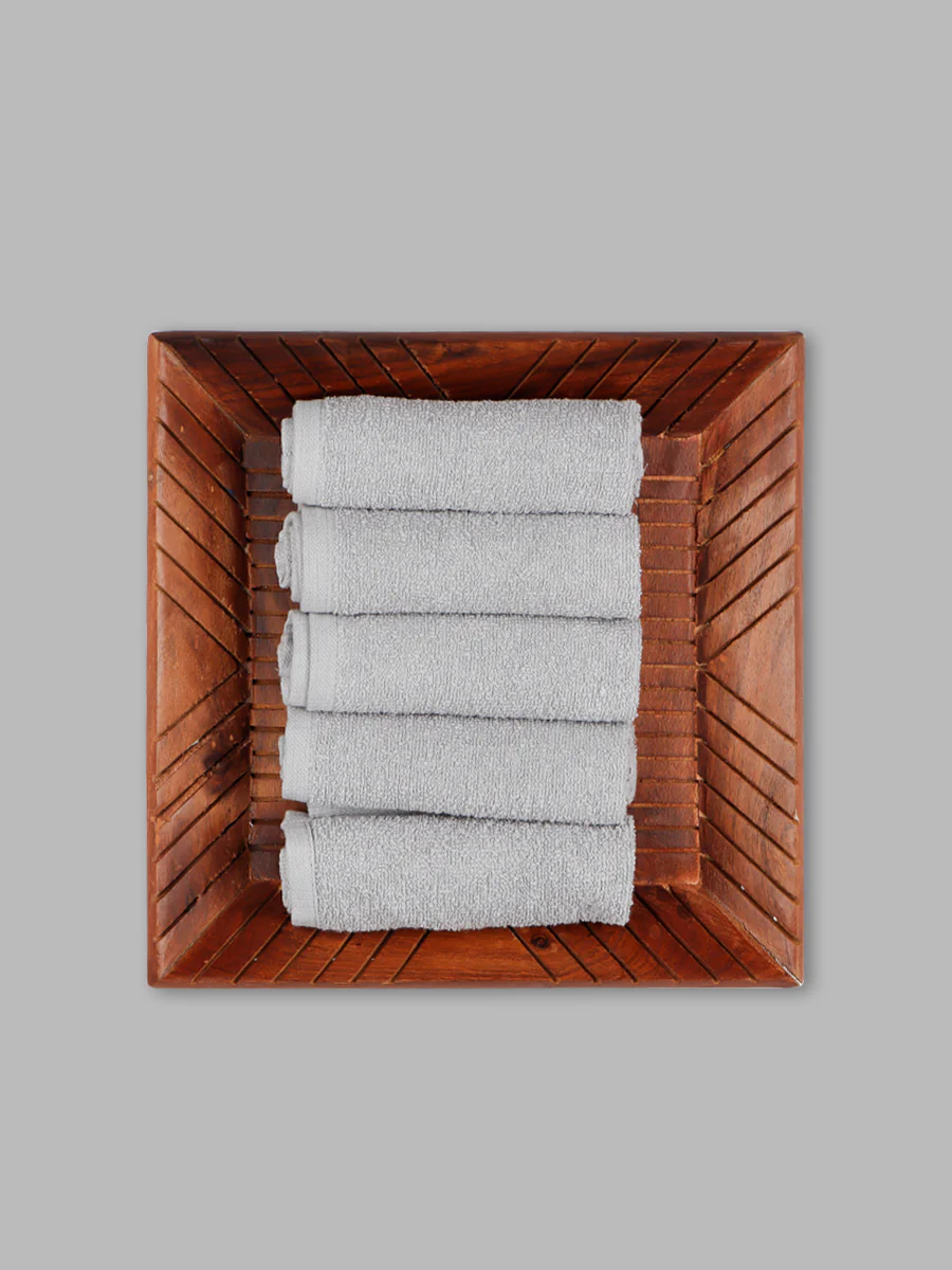 Premium Soft & Absorbent Grey Terry Face Towel FC5 ( Pack of 5 ) - Image 3