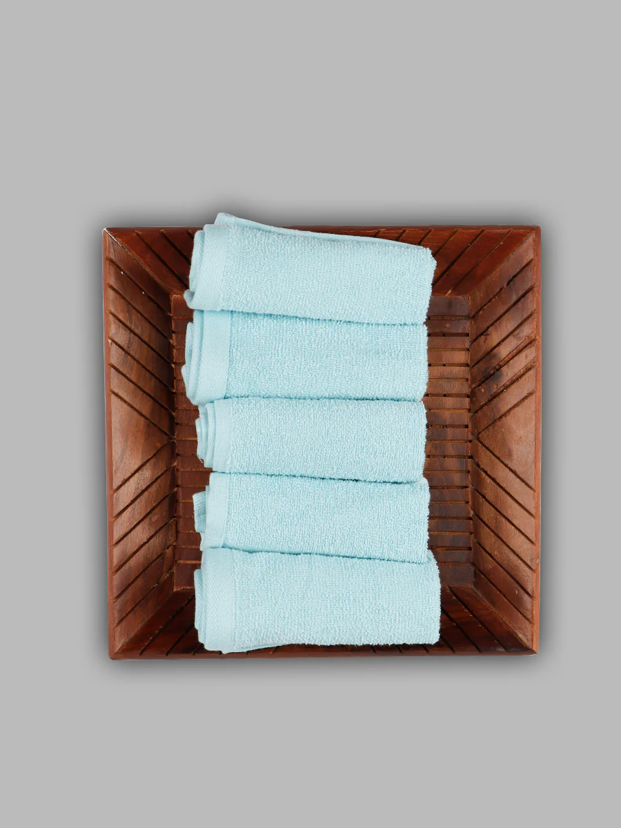 Premium Soft & Absorbent Light Blue Terry Face Towel FC9 ( Pack of 6) - Image 4