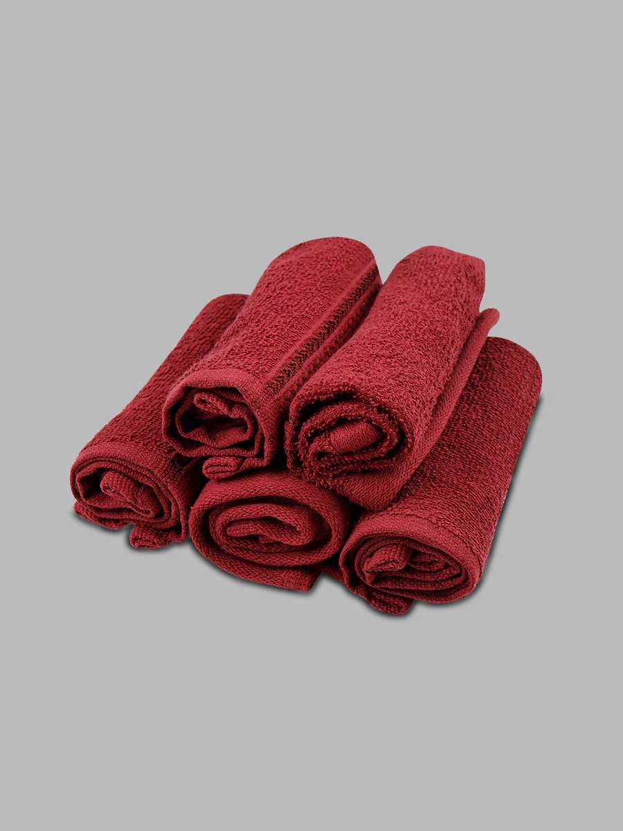 Premium Soft & Absorbent Maroon Terry Face Towel FC2 ( Pack of 5 ) - Image 3