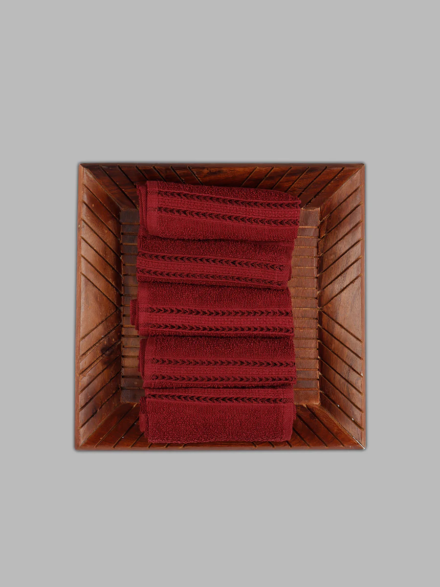Premium Soft & Absorbent Maroon Terry Face Towel FC2 ( Pack of 5 ) - Image 4