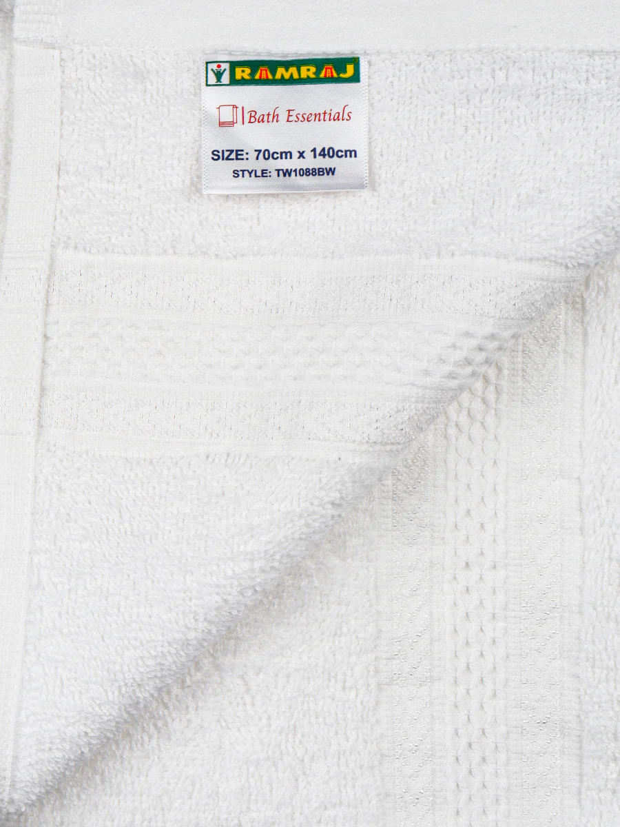 Premium Soft & Absorbent White Terry Bath Towel - Image 5