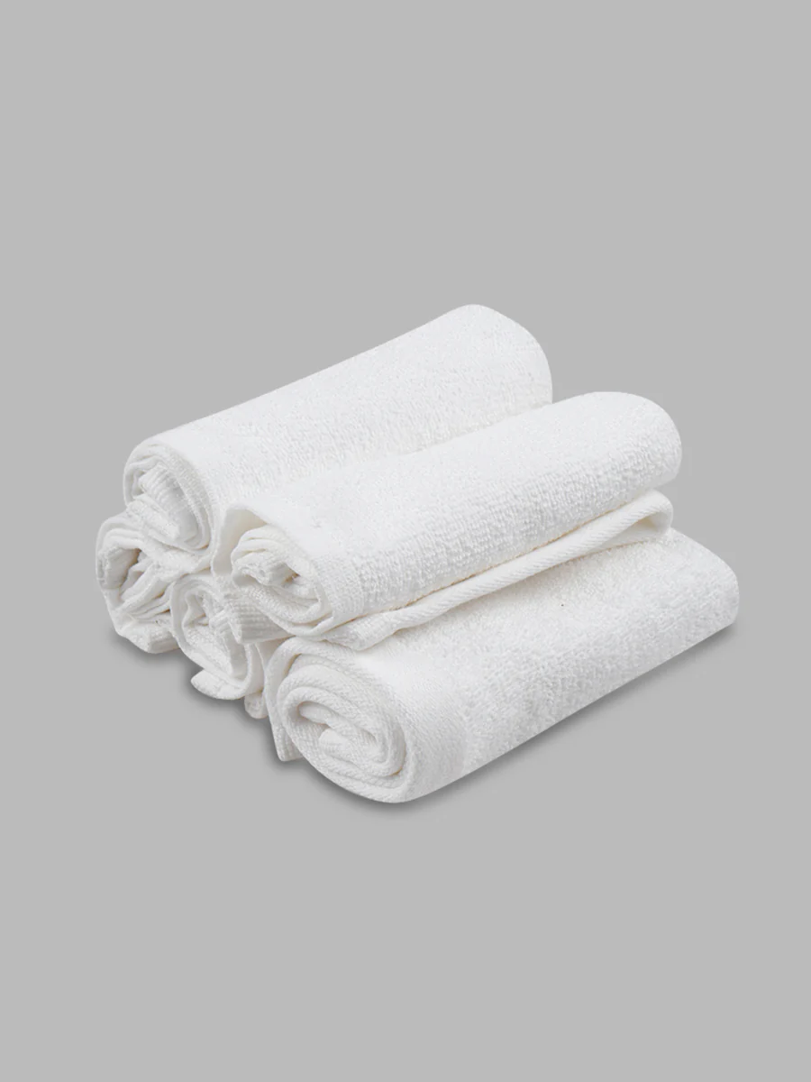 Premium Soft & Absorbent White Terry Face Towel ( Pack of 5 ) - Image 3