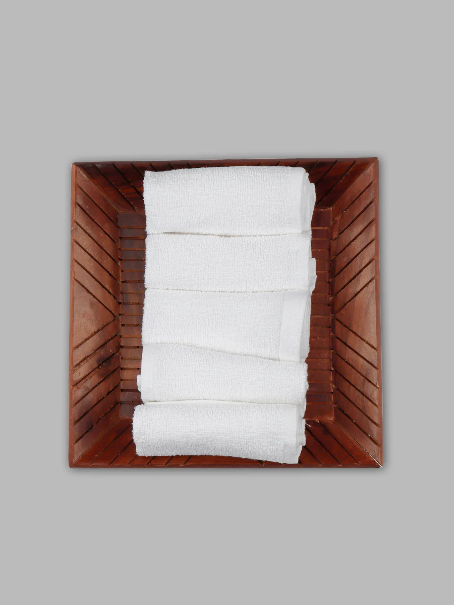 Premium Soft & Absorbent White Terry Face Towel ( Pack of 5 ) - Image 4