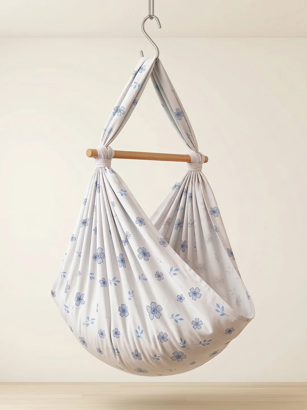 Premium Soft Cotton Baby Hammock Stitched White with Assorted Prints (Thottil/Jhula) - Image 5