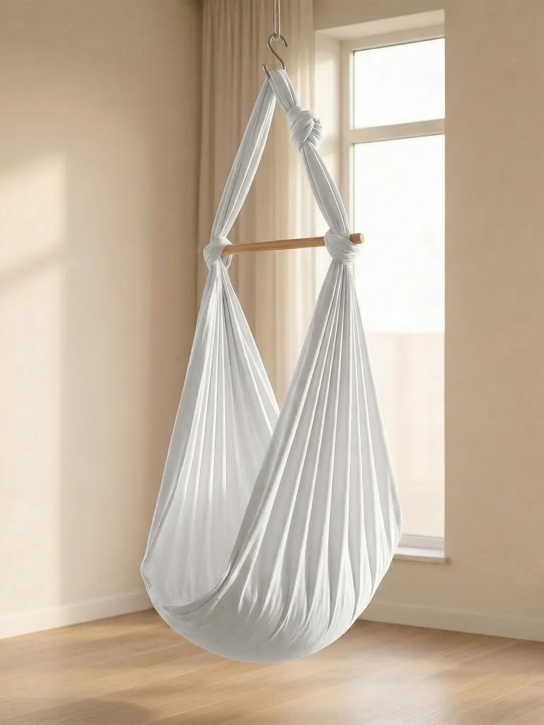 Premium Soft Cotton Baby Hammock White (Thottil/Jhula) - Image 3