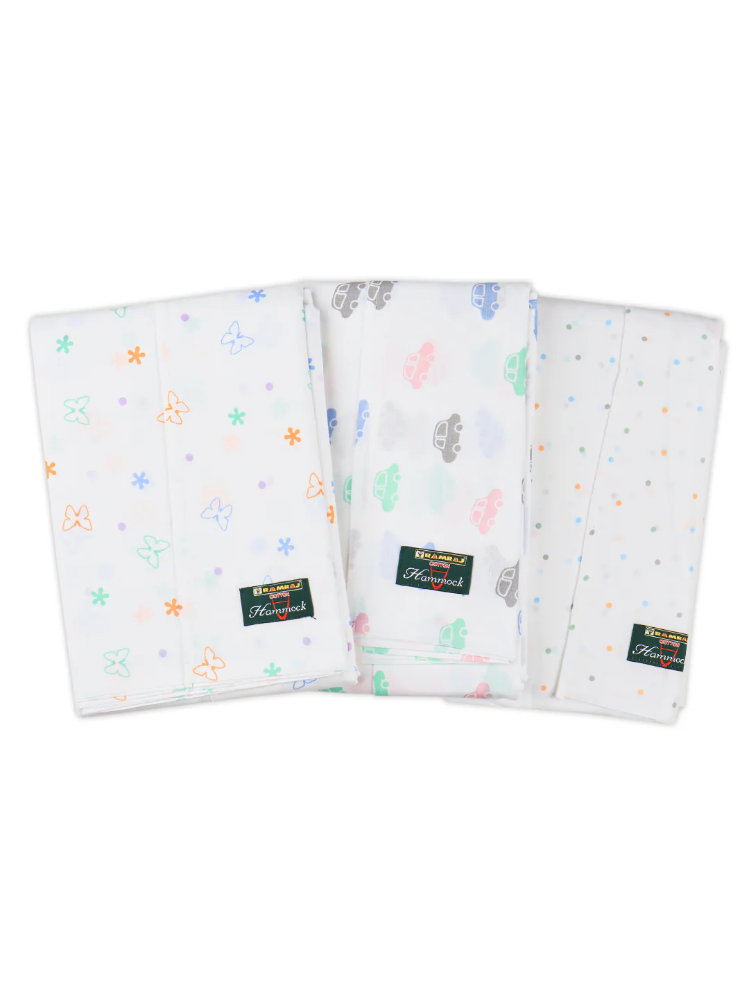 Premium Soft Cotton Baby Hammock White with Assorted Prints (Thottil/Jhula) - Image 2