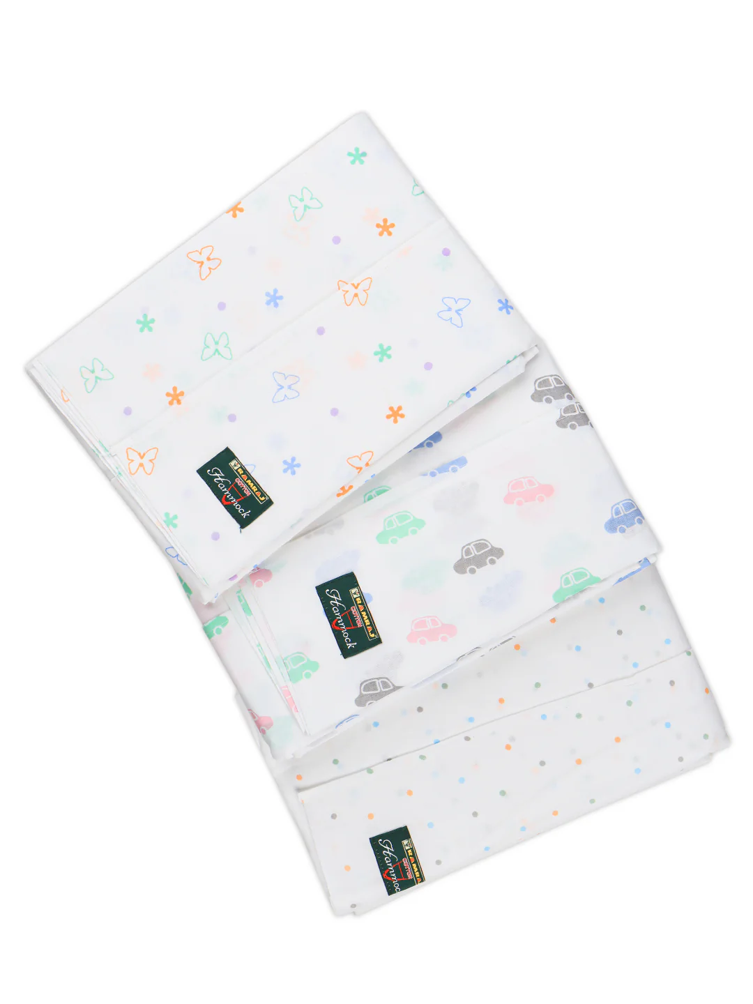 Premium Soft Cotton Baby Hammock White with Assorted Prints (Thottil/Jhula) - Image 3
