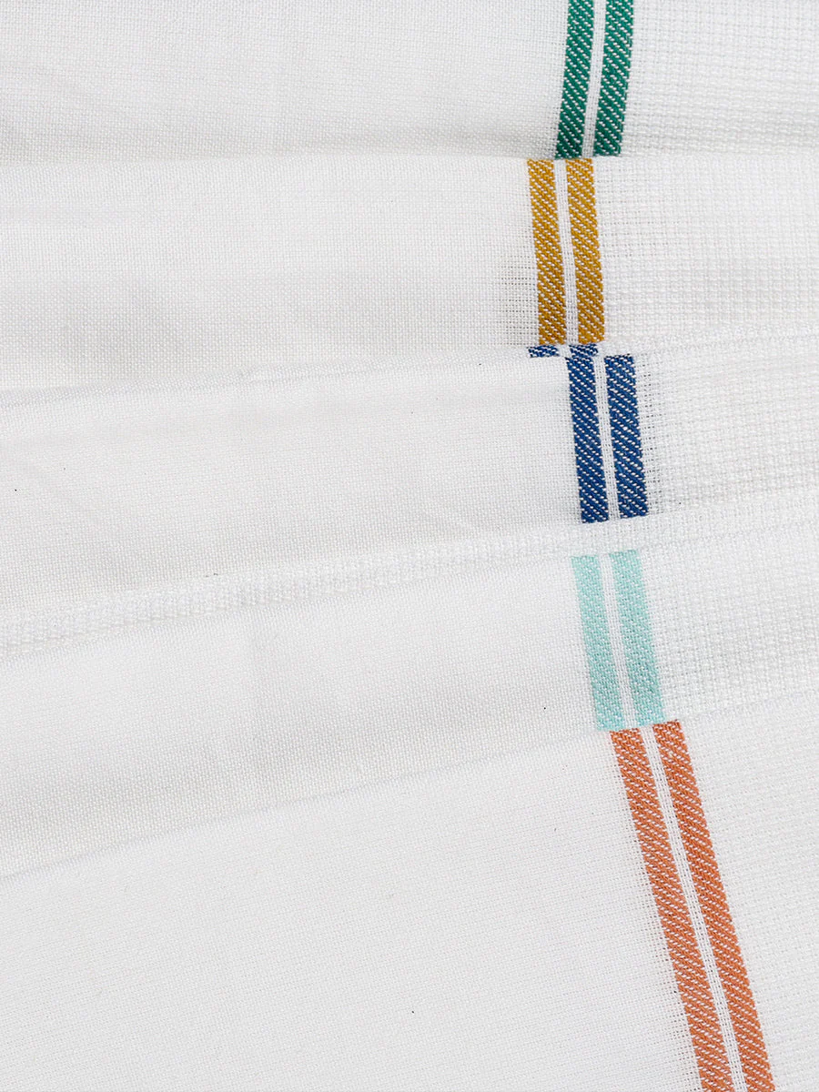 Premium Soft Feel Stripes Border White Bath Towel Family 1046 (Pack of 5) - Image 2