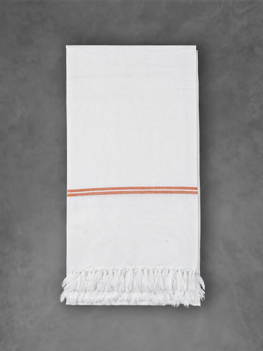 Premium Soft Feel Stripes Border White Bath Towel Family 1046 (Pack of 5) - Image 3