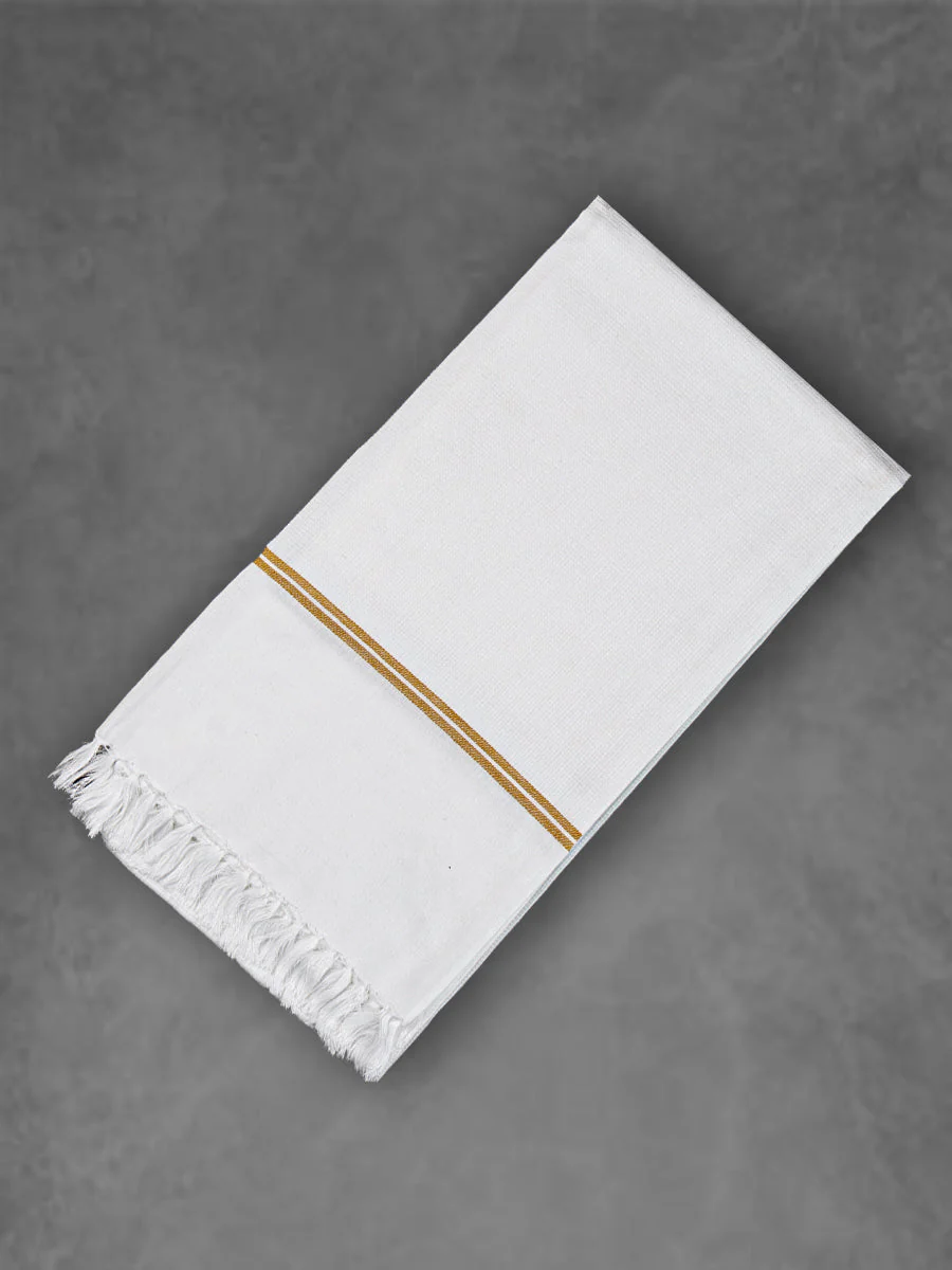 Premium Soft Feel Stripes Border White Bath Towel Family 1046 (Pack of 5) - Image 5