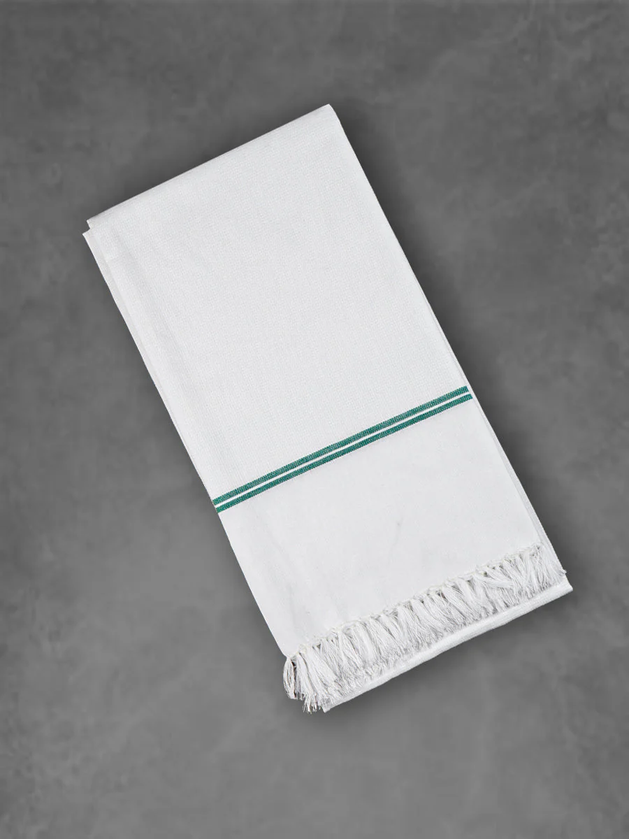 Premium Soft Feel Stripes Border White Bath Towel Family 1046 (Pack of 5) - Image 6