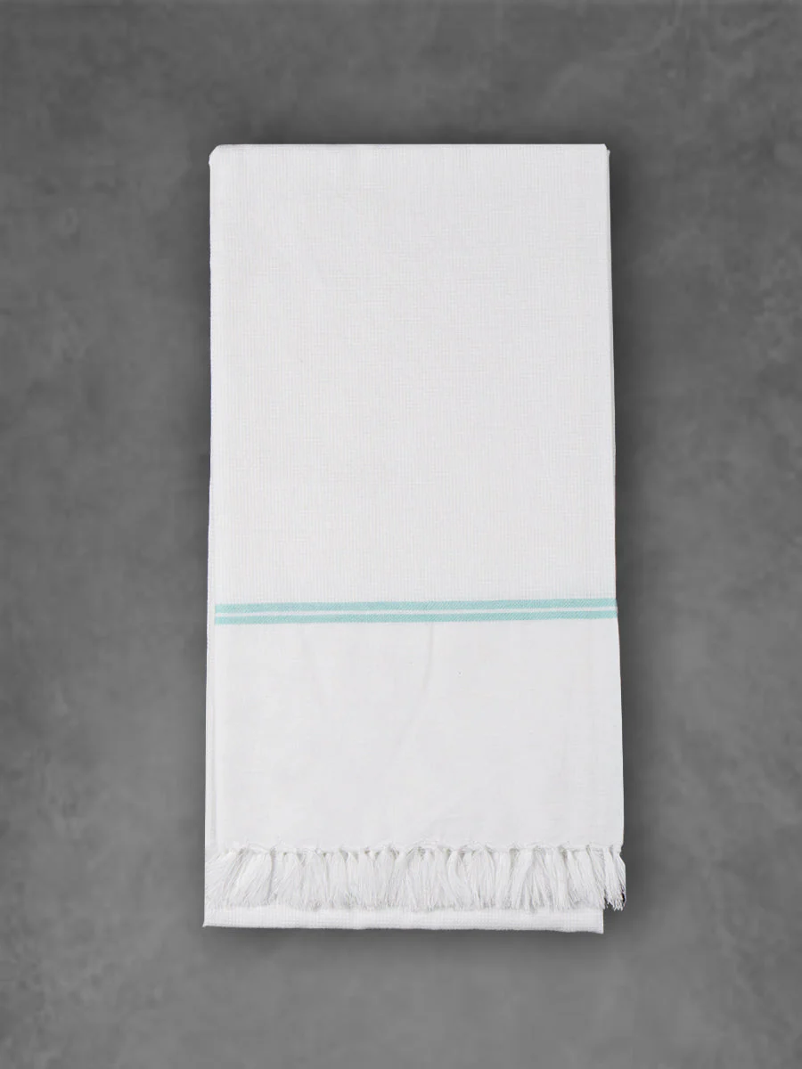 Premium Soft Feel Stripes Border White Bath Towel Family 1046 (Pack of 5) - Image 7