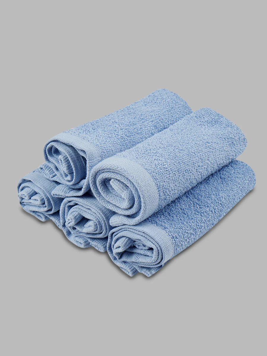 Premium Soft Terry Face Towel Blue FC3 (Pack of 6) - Image 3