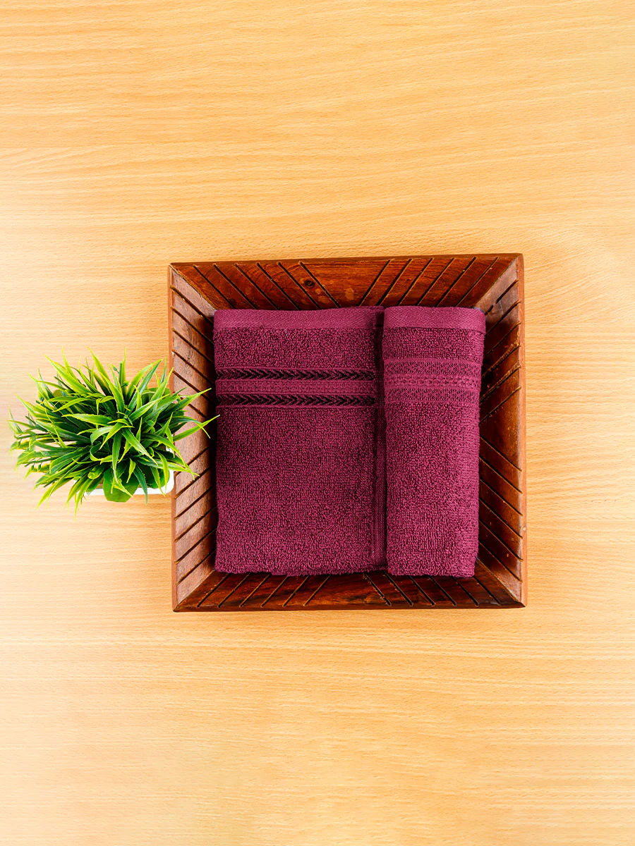 Premium Soft Terry Hand Towel Maroon HC2 (Pack of 2)