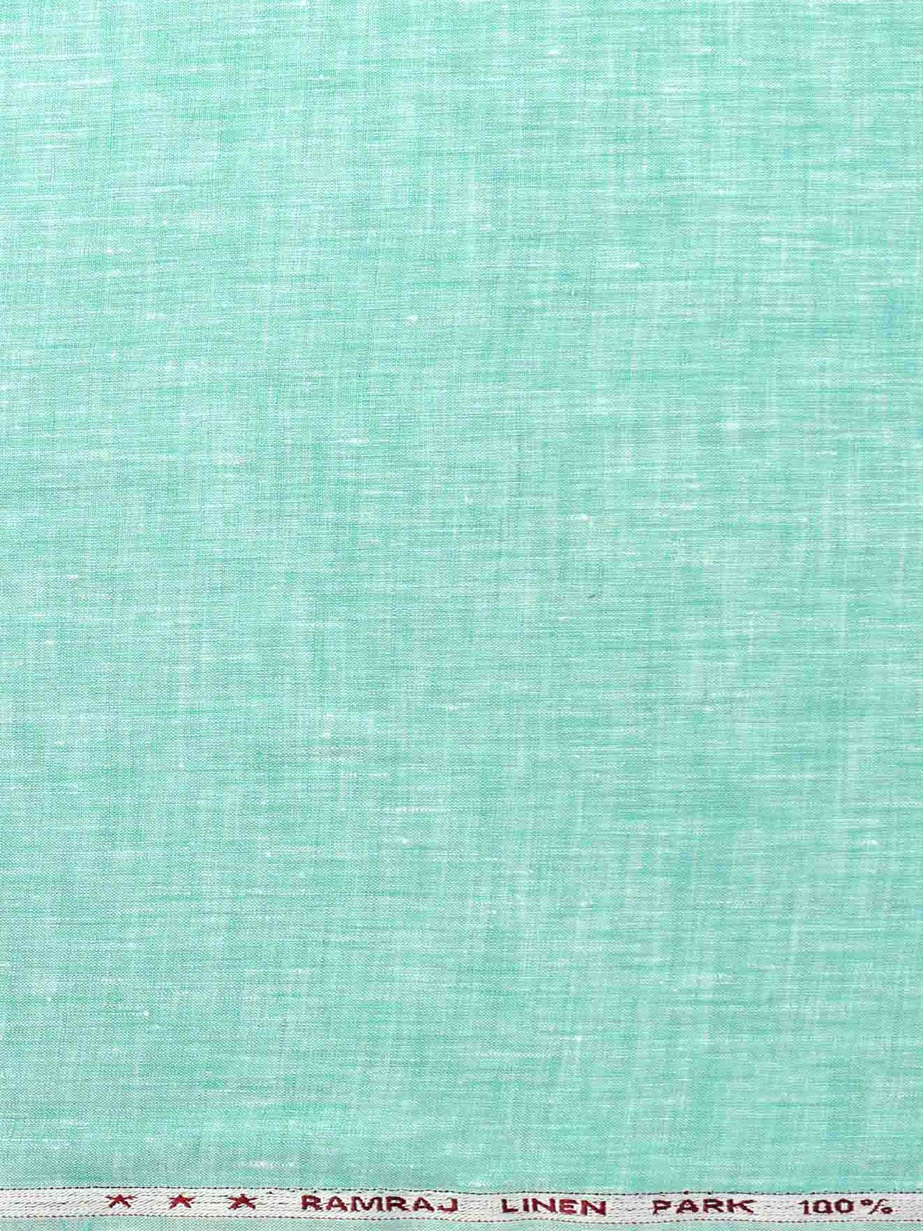 Men Pure Linen Cyan Self Design Shirt Fabric Irish 8080 - Image 3
