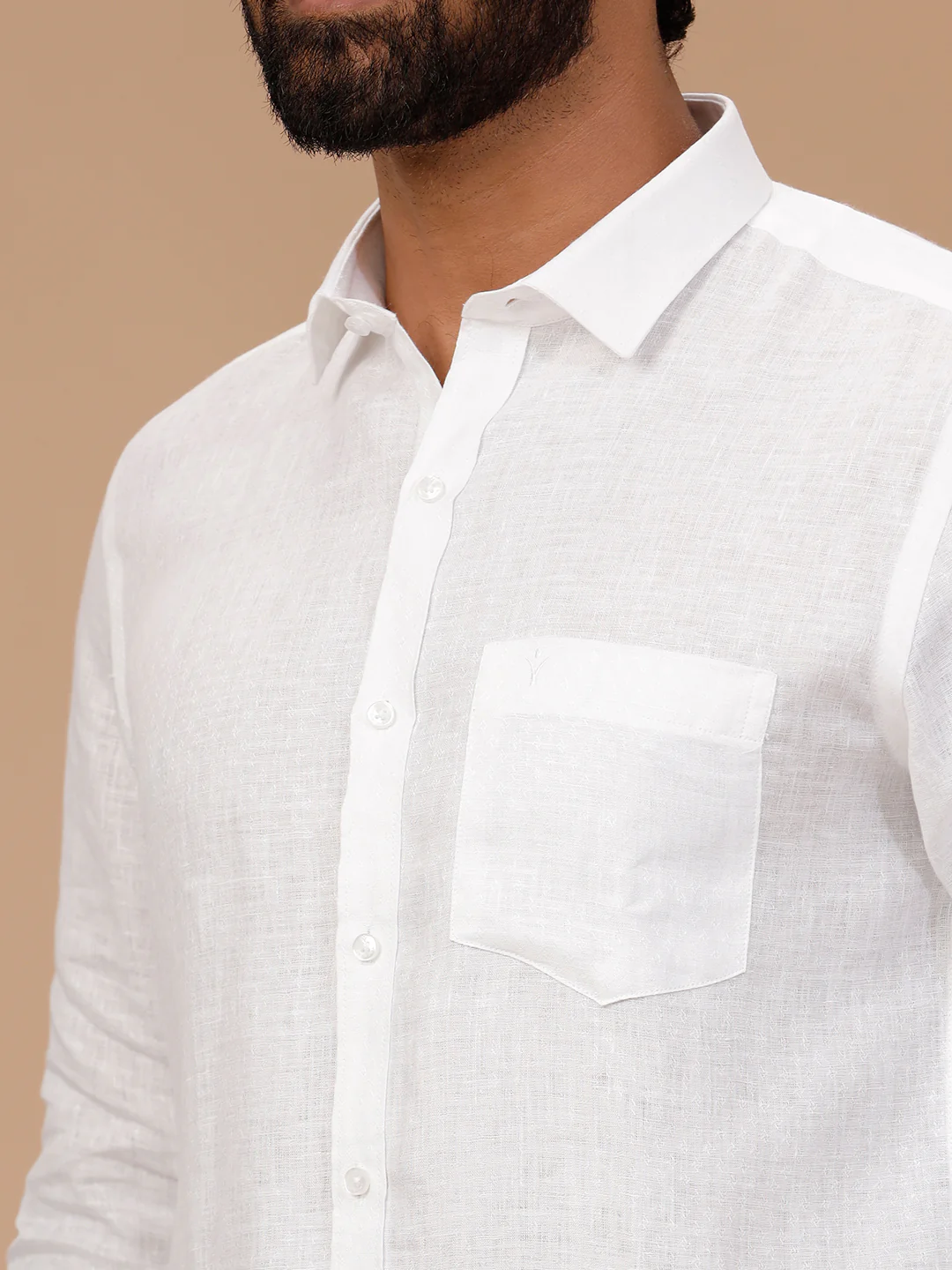 Pure Linen Self Design White Shirt - Linen Park 1546JF - Image 6