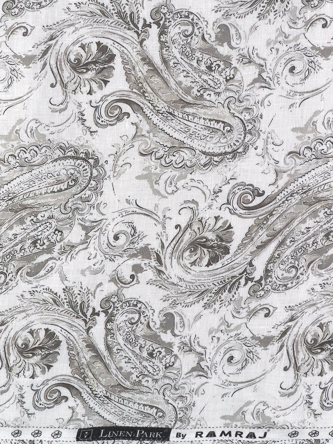 Pure Linen White Printed Shirt Fabric Luxurious - Image 2