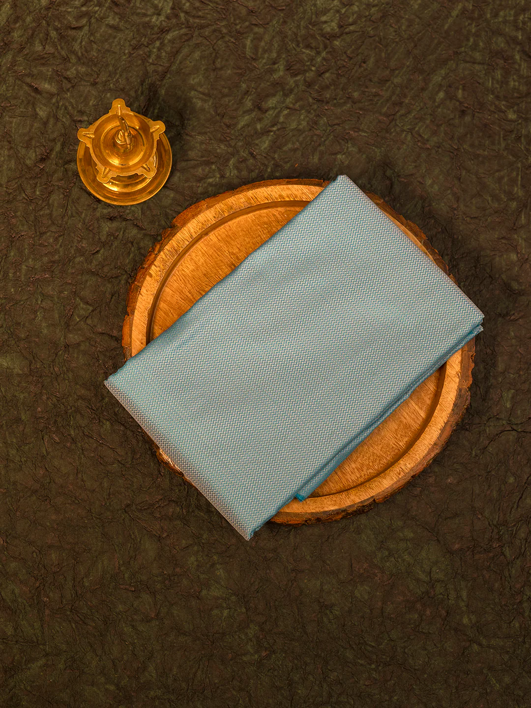Pure Silk Mix Herring Bone Shirting Fabric Blue HBC07 - Image 2