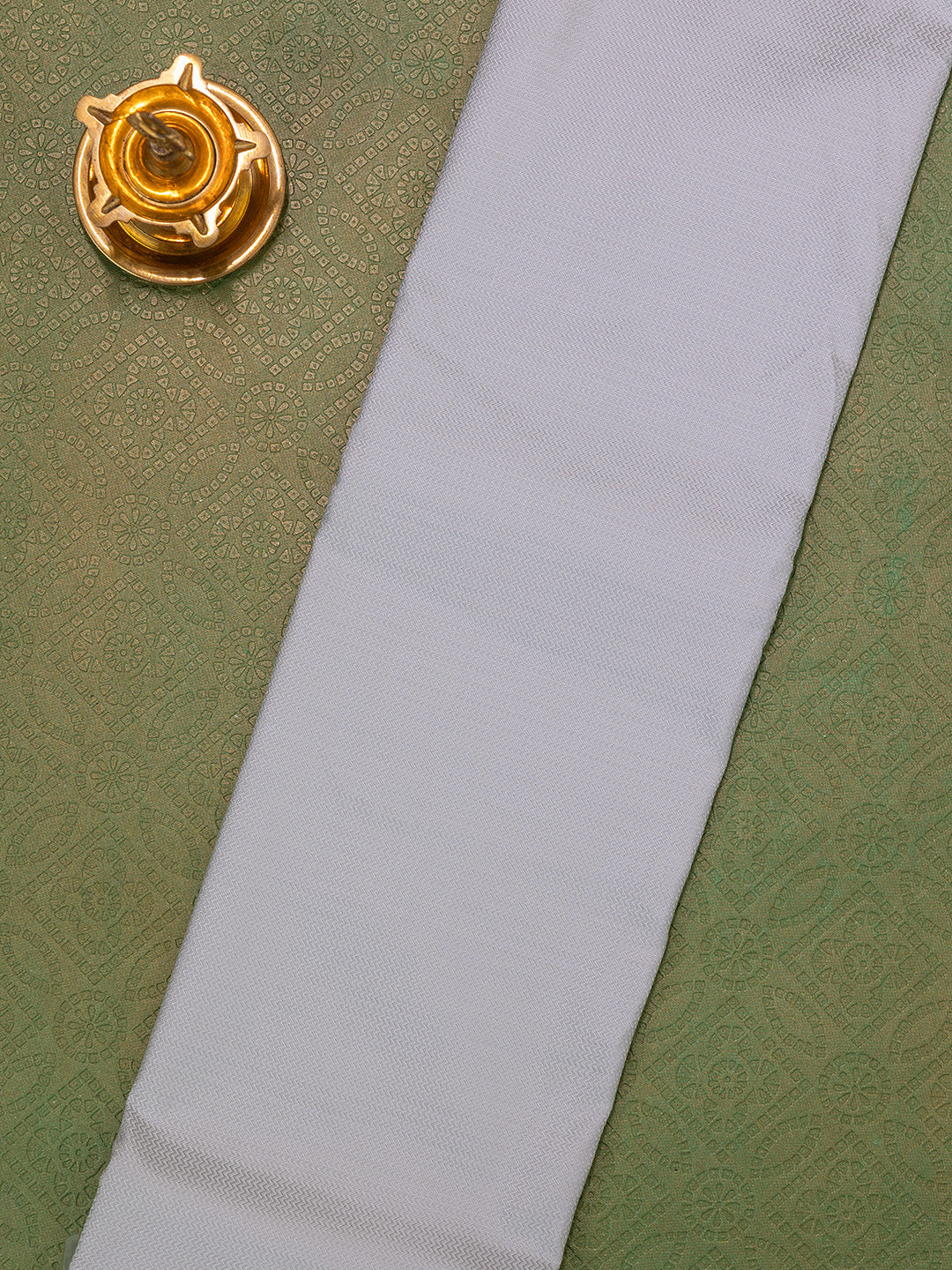 Pure Silk Mix Herring Bone Shirting Fabric Grey HBC05 - Image 2