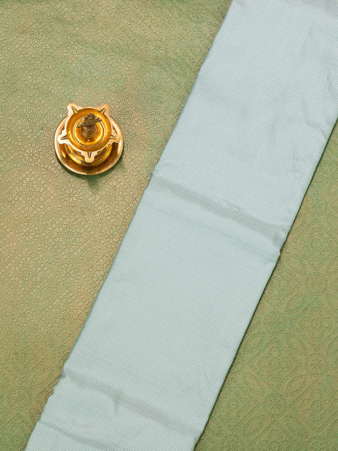 Pure Silk Mix Herring Bone Shirting Fabric Pista Green HBC03 - Image 2