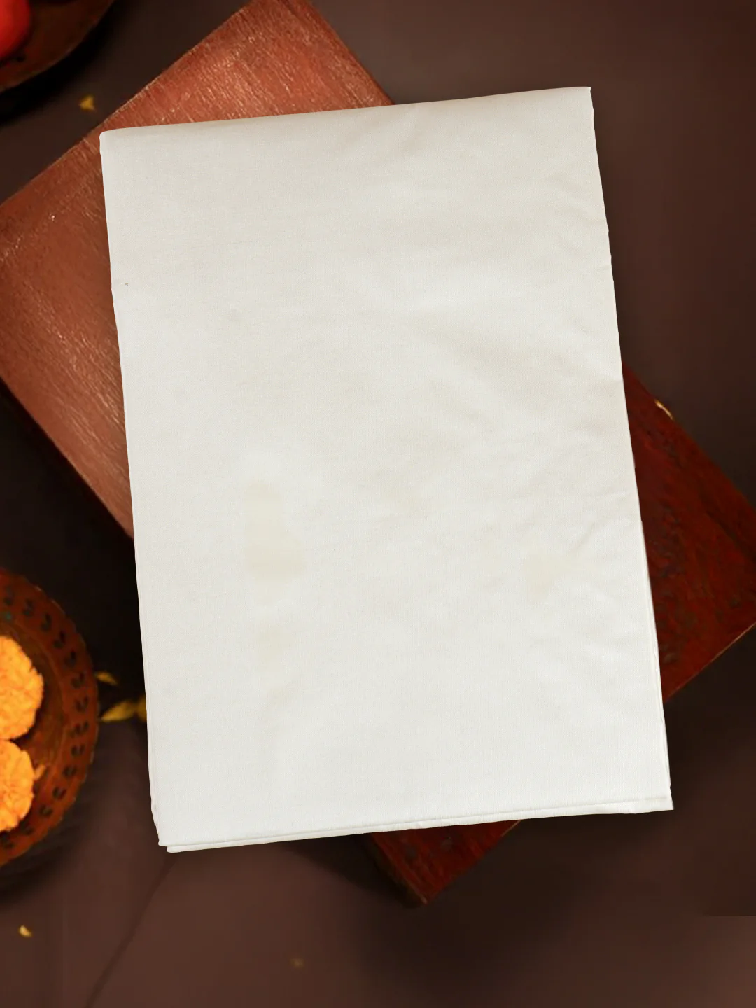Pure Silk Plain Cream Shirting Fabric - Image 4