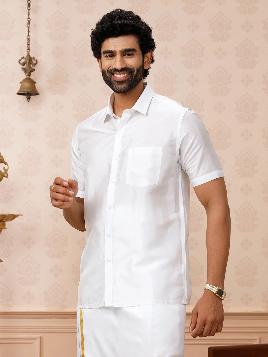 Pure Silk White Shirt – Silk Mark Certified | Wedding Wear - Image 4