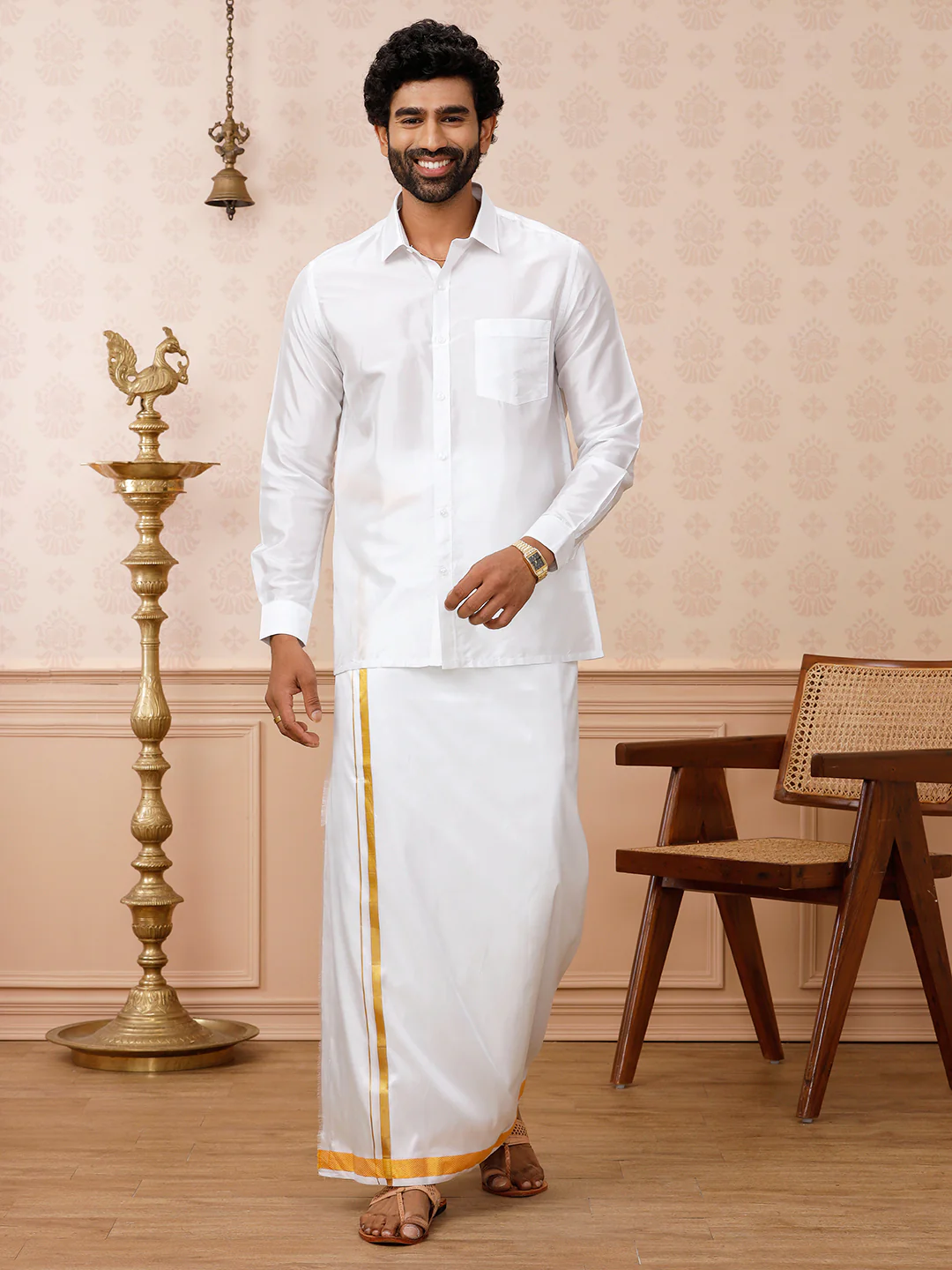 Pure Silk White Shirt – Silk Mark Certified | Wedding Wear - Image 5