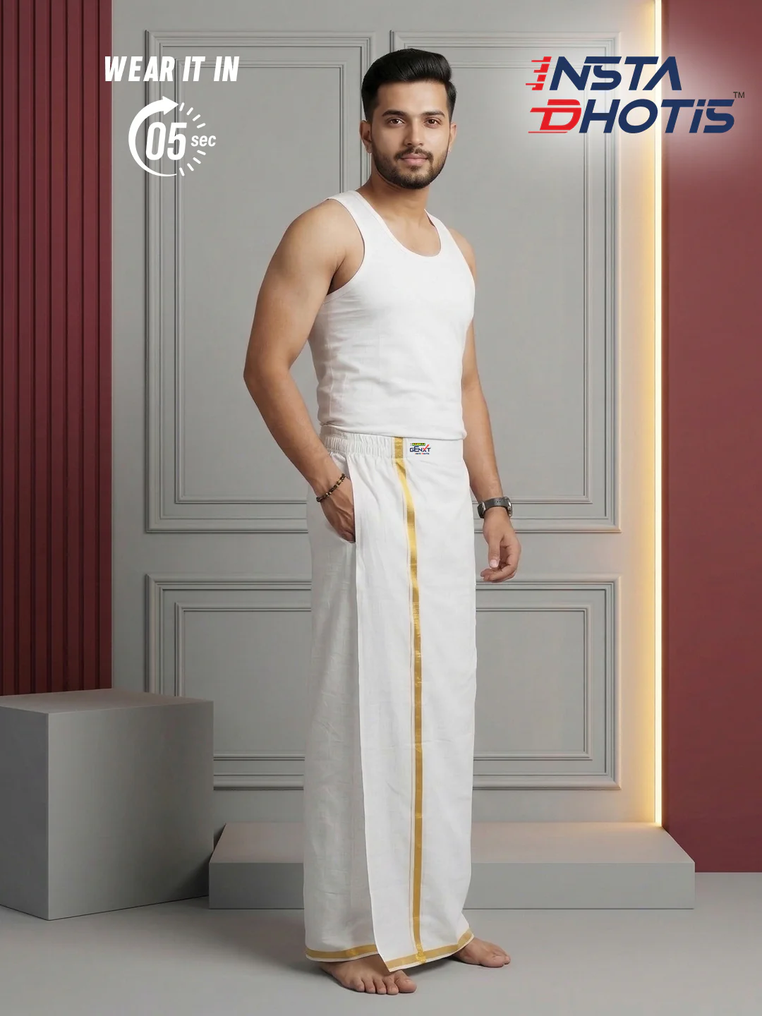 Ramraj Genxt Insta Dhoti for Men | Ready-to-Wear Dhoti in 5 Seconds - Image 2