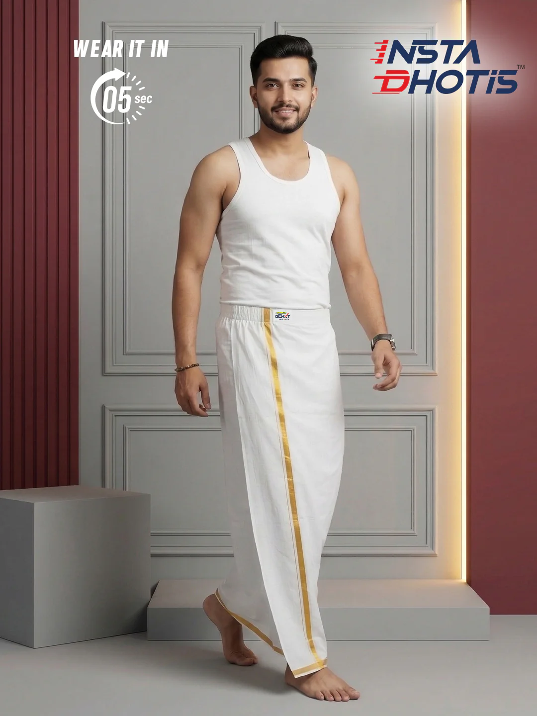 Ramraj Genxt Insta Dhoti for Men | Ready-to-Wear Dhoti in 5 Seconds - Image 4
