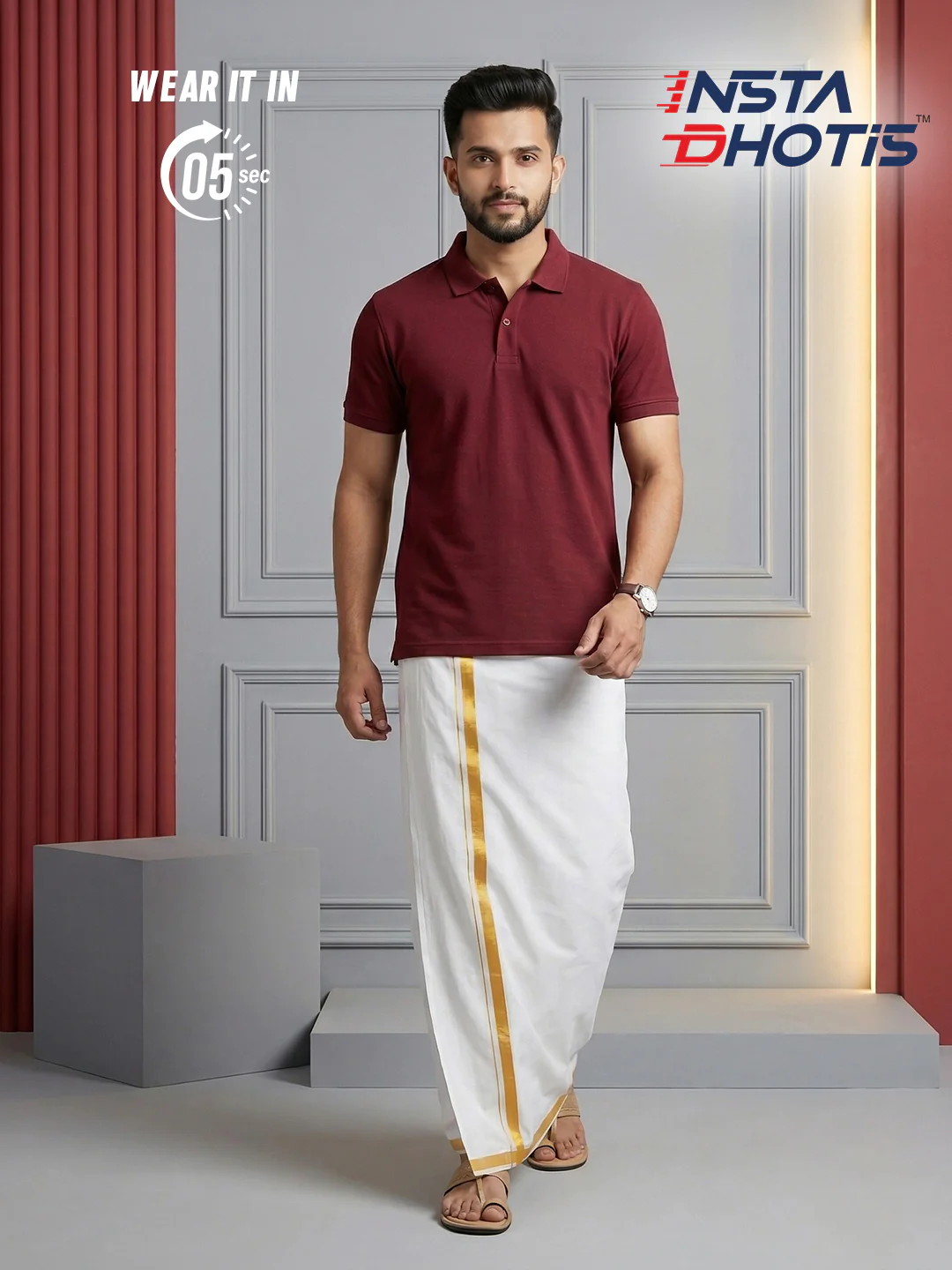 Ramraj Genxt Insta Dhoti for Men | Ready-to-Wear Dhoti in 5 Seconds - Image 6