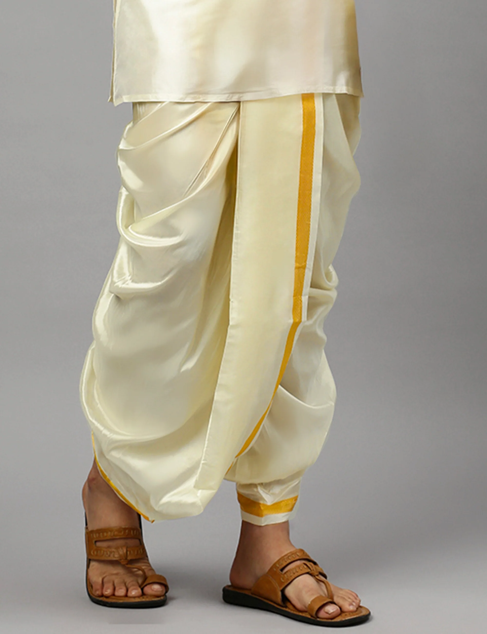 Readymade Soft Silk Panchakacham with Gold Jari Border