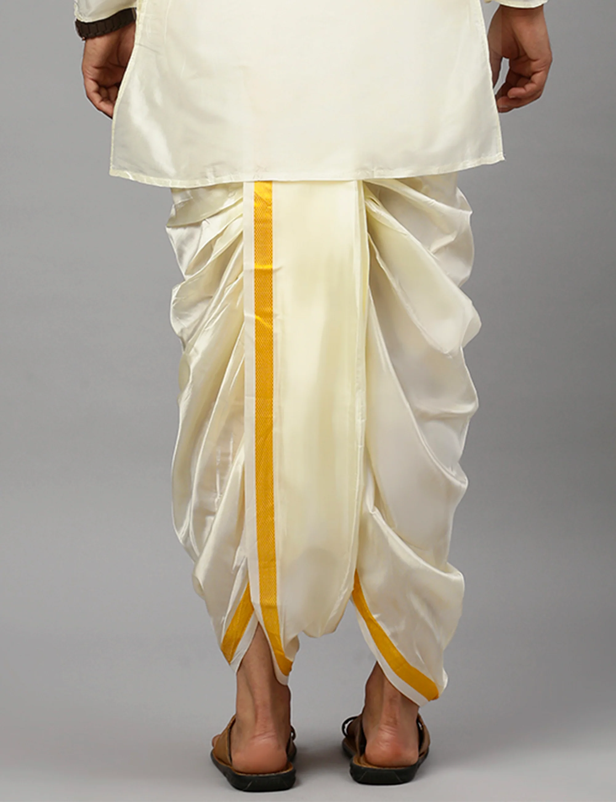 Readymade Soft Silk Panchakacham with Gold Jari Border - Image 3