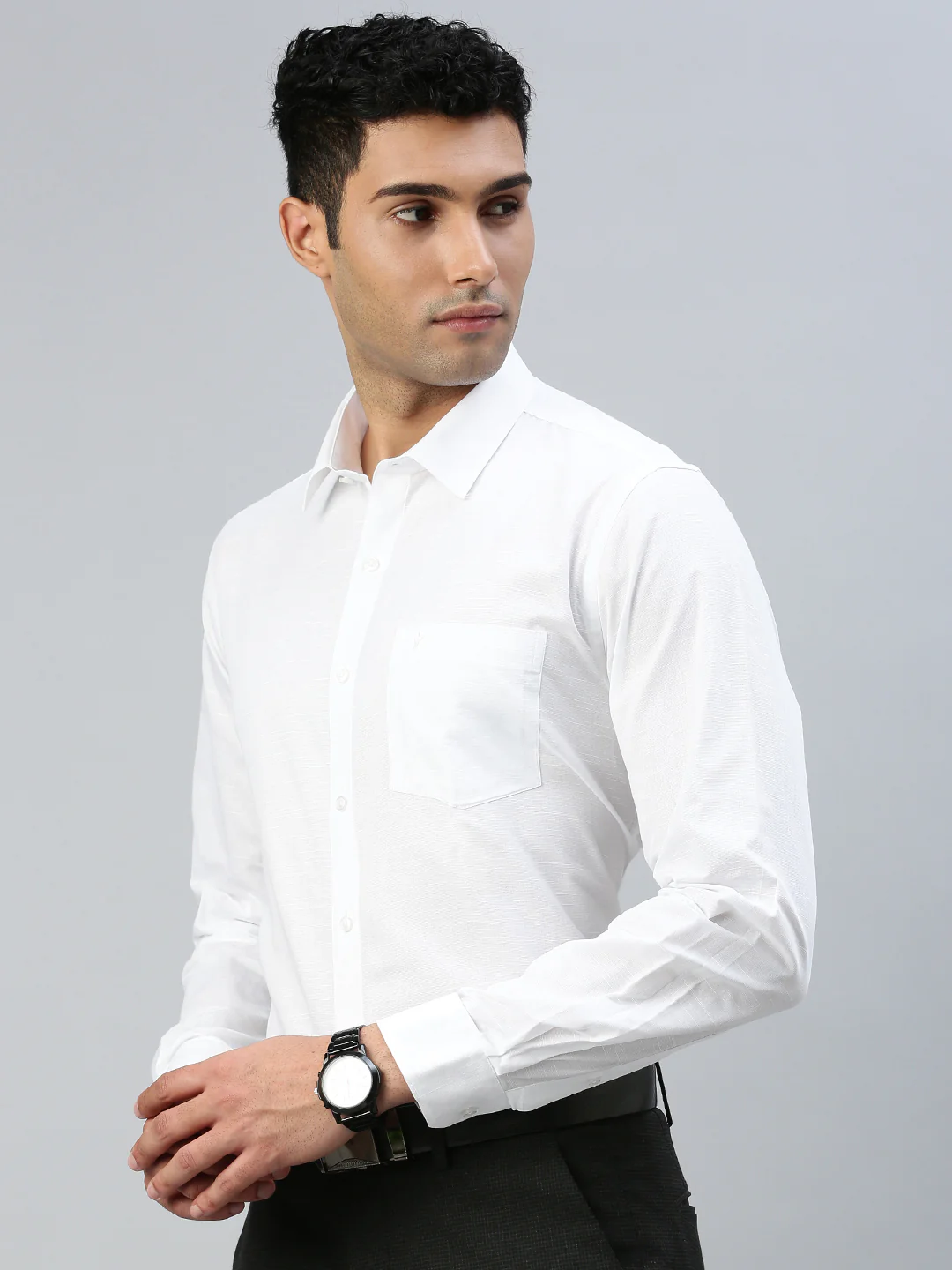 Self Design Twill Cotton White Shirt – Celebrity White - Image 7