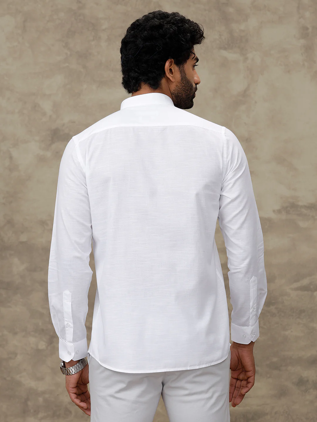 Slub Texture Chinese Collar White Shirt - Craft - Image 8