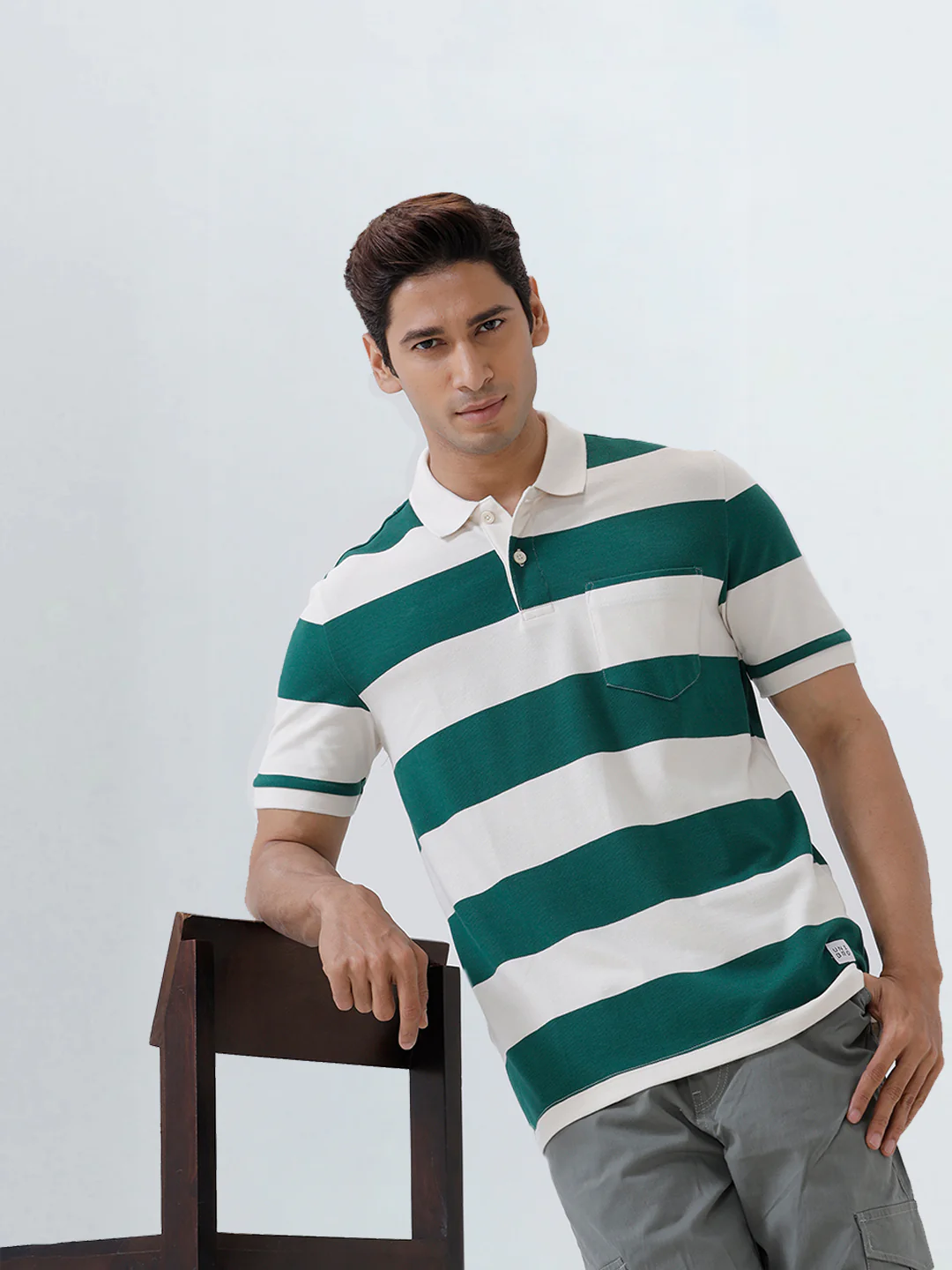 Smart Fit Exclusive Striped Polo T-Shirt Evergreen ED5 - Image 3