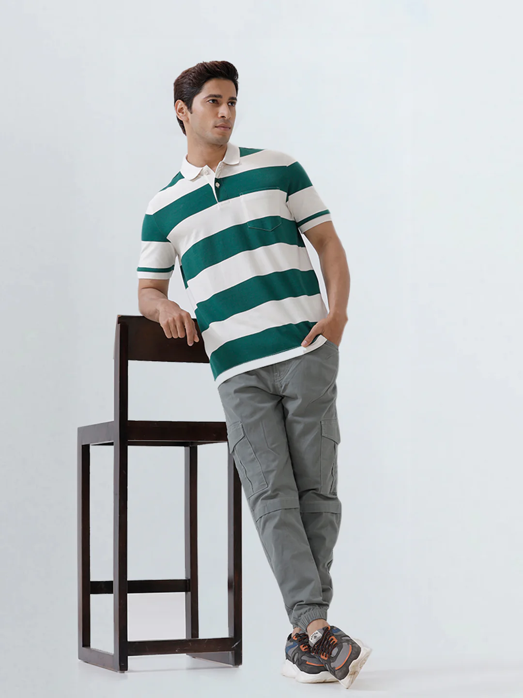 Smart Fit Exclusive Striped Polo T-Shirt Evergreen ED5 - Image 4