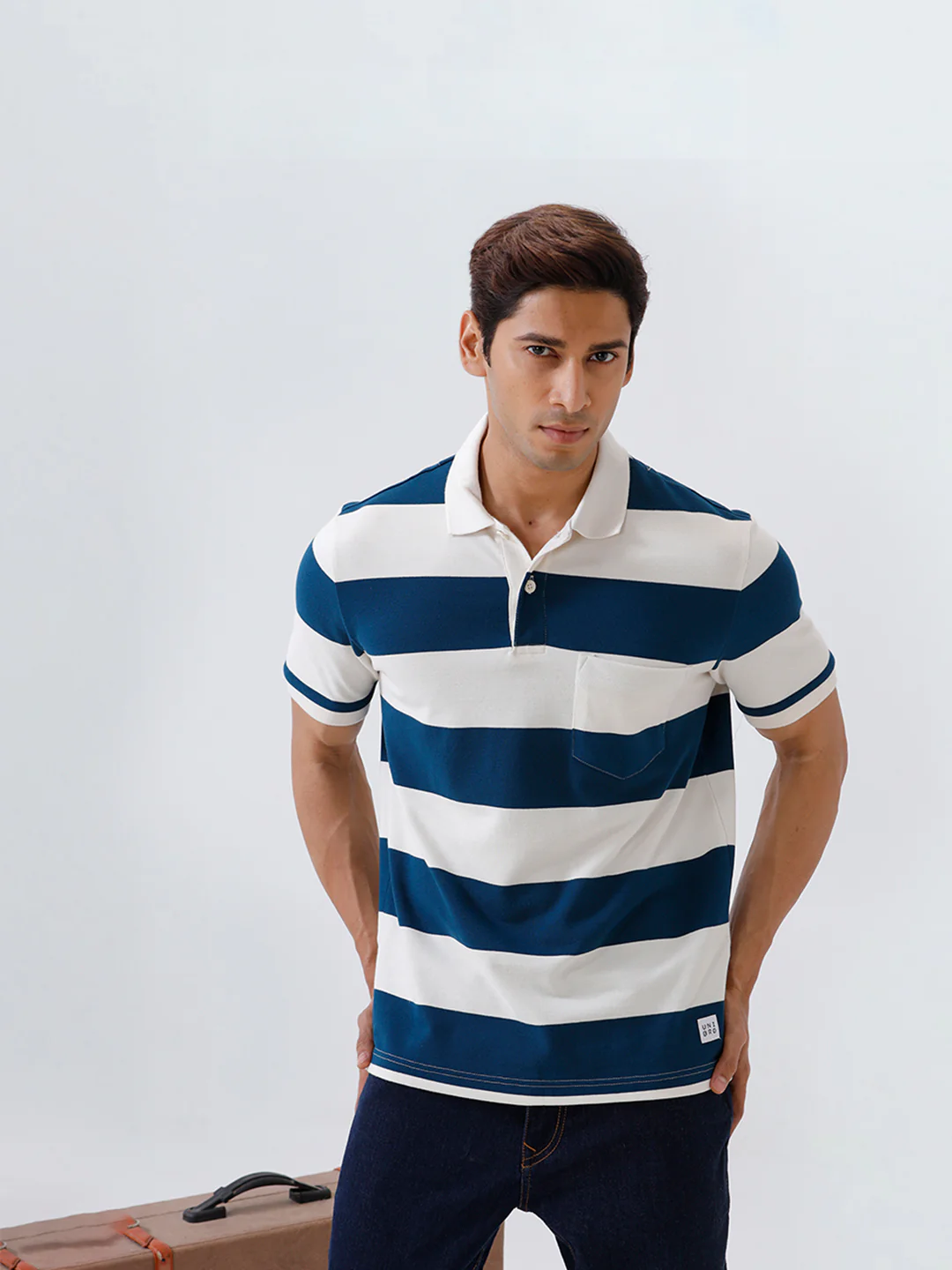 Smart Fit Exclusive Striped Polo T-Shirt Poseidon Blue ED1 - Image 2