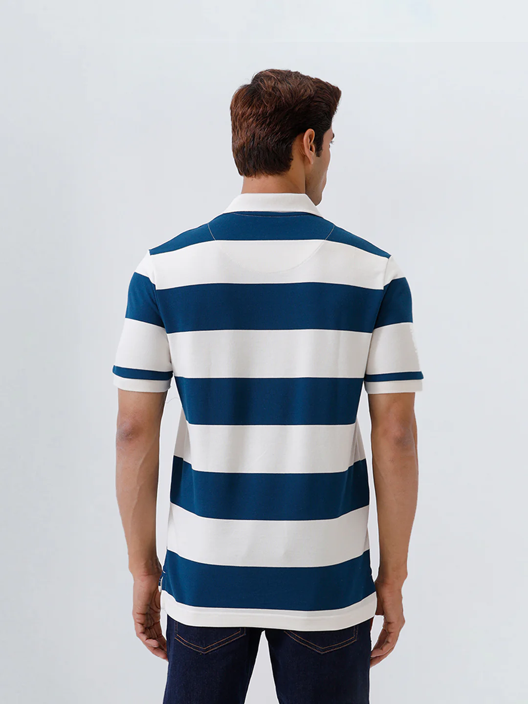 Smart Fit Exclusive Striped Polo T-Shirt Poseidon Blue ED1 - Image 5