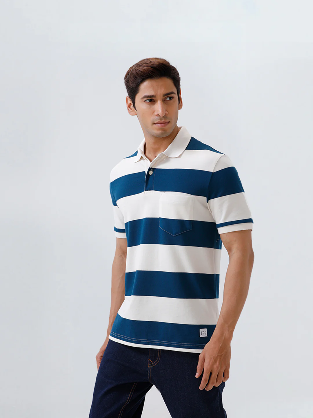 Smart Fit Exclusive Striped Polo T-Shirt Poseidon Blue ED1 - Image 6