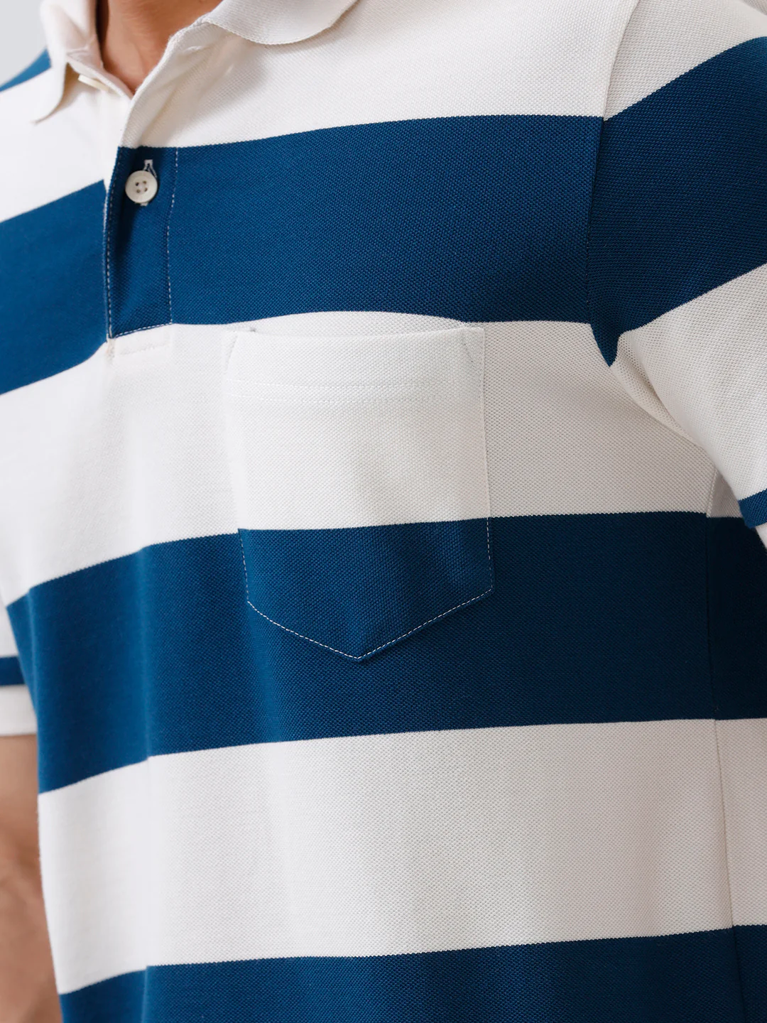 Smart Fit Exclusive Striped Polo T-Shirt Poseidon Blue ED1 - Image 7