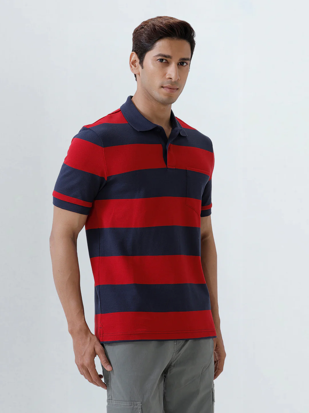 Smart Fit Exclusive Striped Polo T-Shirt Savvy Red ED3 - Image 2