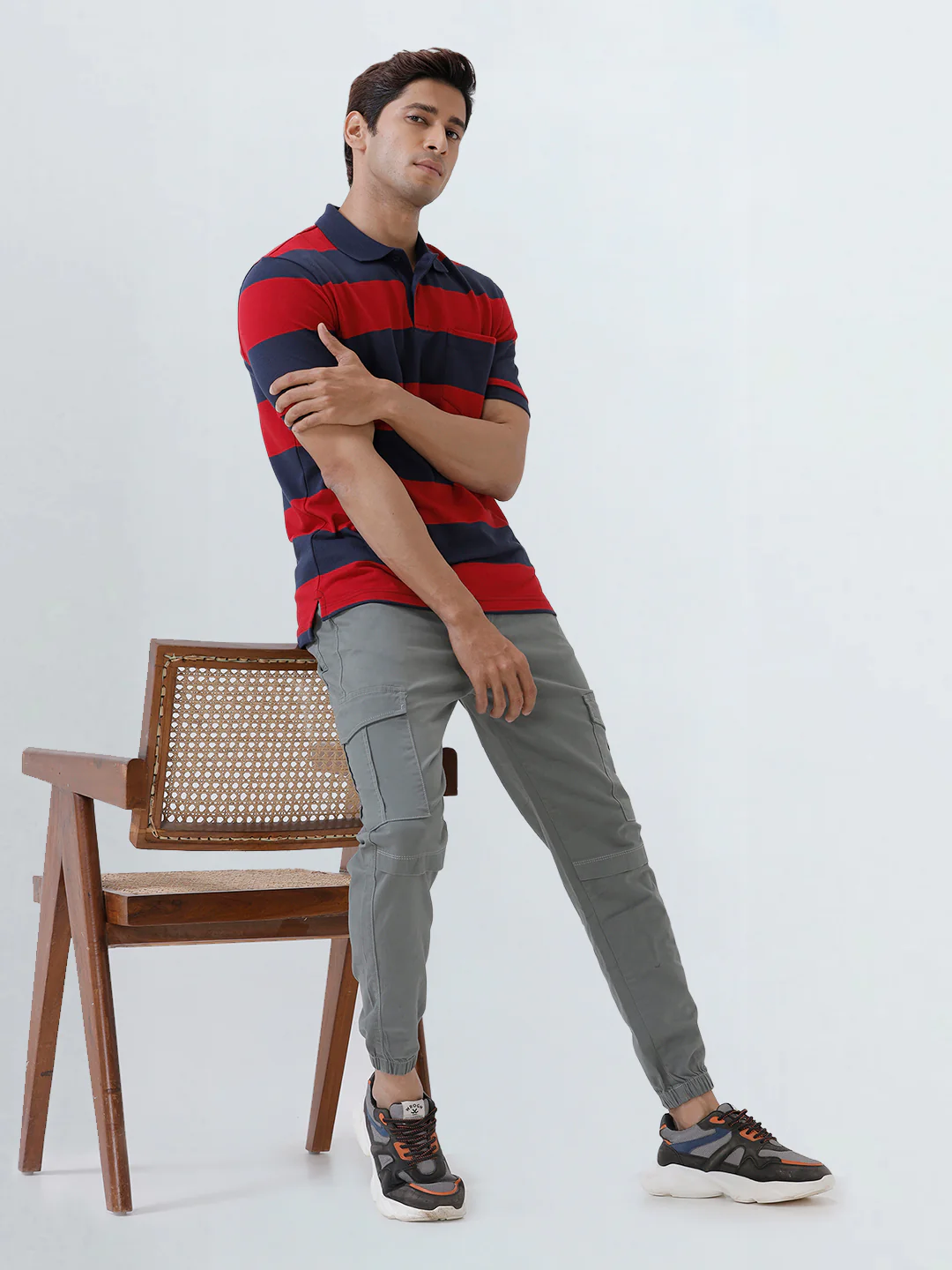 Smart Fit Exclusive Striped Polo T-Shirt Savvy Red ED3 - Image 4