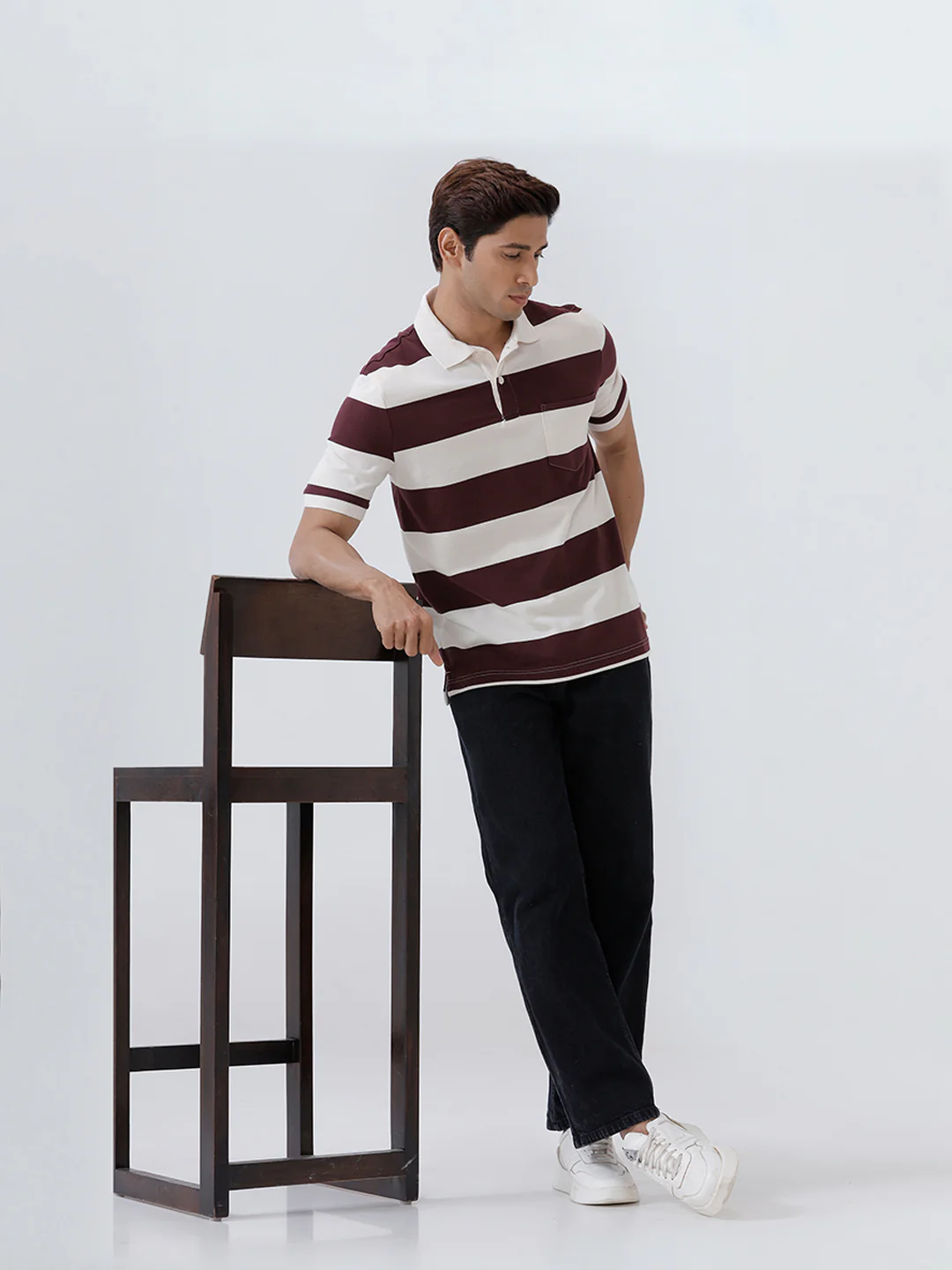 Smart Fit Exclusive Striped Polo T-Shirt Vineyard ED2 - Image 4