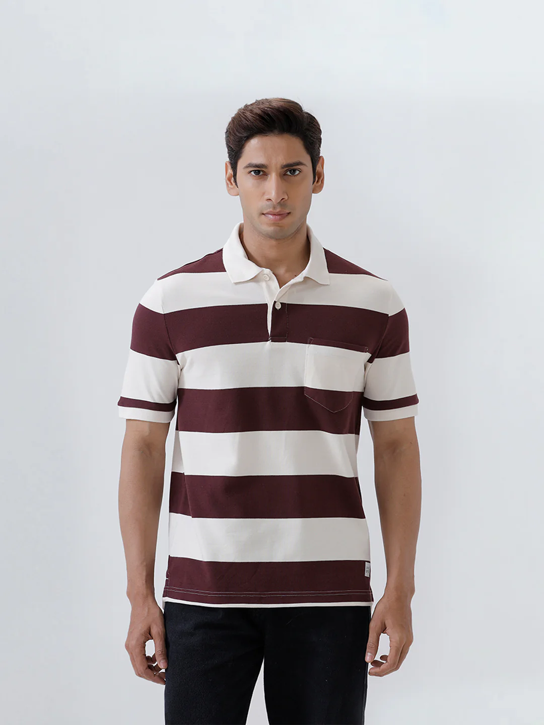 Smart Fit Exclusive Striped Polo T-Shirt Vineyard ED2 - Image 5